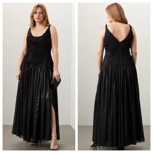 Rene Ruiz Hand-Draped Black Gown A-Line Sleeveless Size 10
